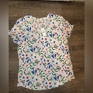 LOFT Multicolor Floral Print Top
